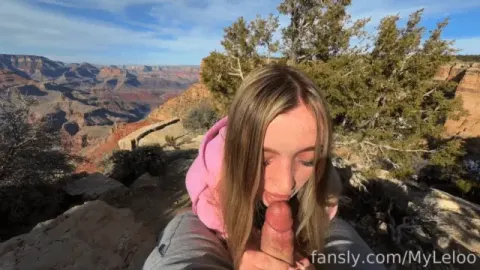 MyLeloo – Cute Blonde Strokes A Big Dick At Grand Canyon